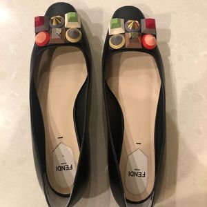 Gently worn Fendi flats with multicolored stones